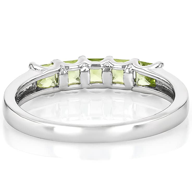 Peridot Square-Cut Band Ring In Sterling Silver