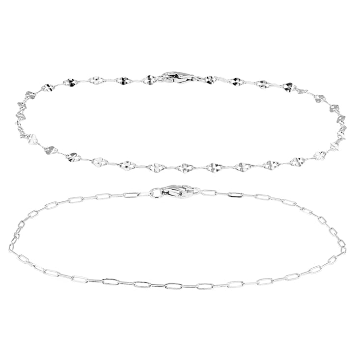 Set Of 4 Mirror And Paperclip Bracelets In Sterling Silver And 18K Gold
Over Sterling Silver