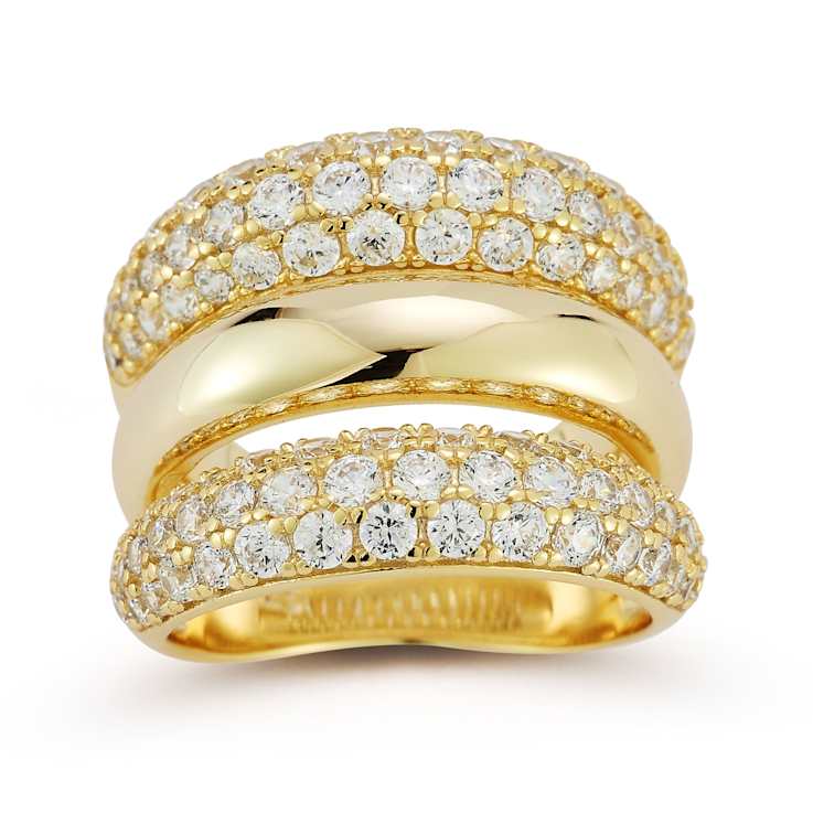 Rachel Zoe CZ Triple Dome Stacked Ring in 14K Gold Over Sterling Silver