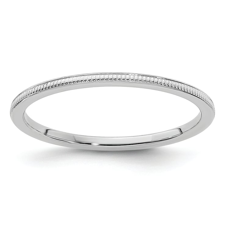 Rhodium over 10K White Gold 1.2mm Milgrain Stackable Expressions Band