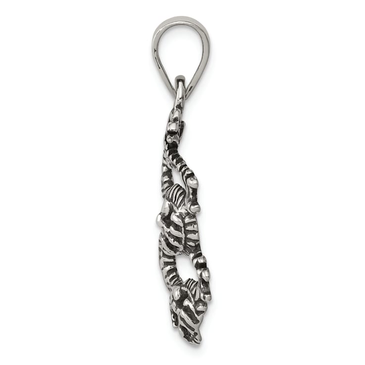 Sterling Silver Antiqued and Textured Dragon Pendant
