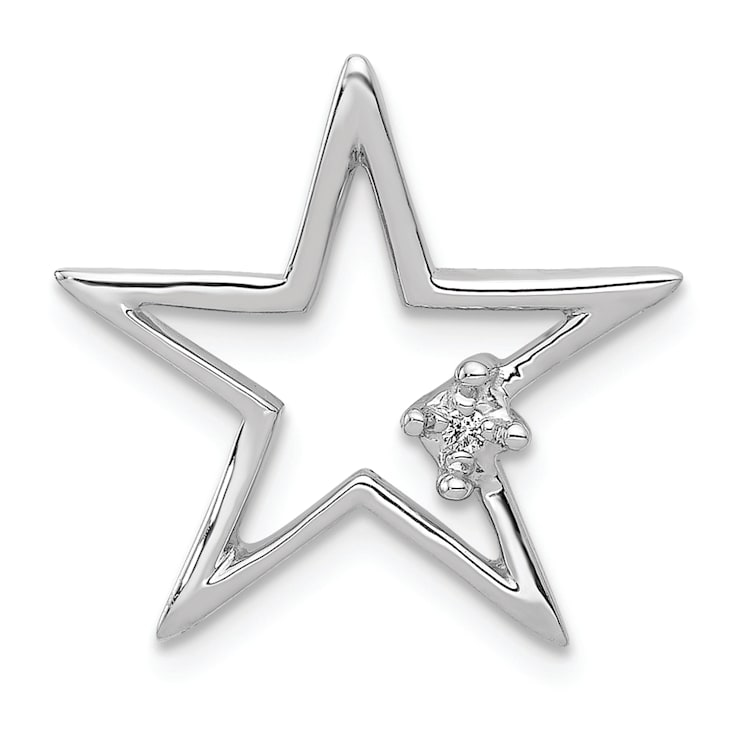 Rhodium Over 14k White Gold Diamond Star Chain Slide Pendant