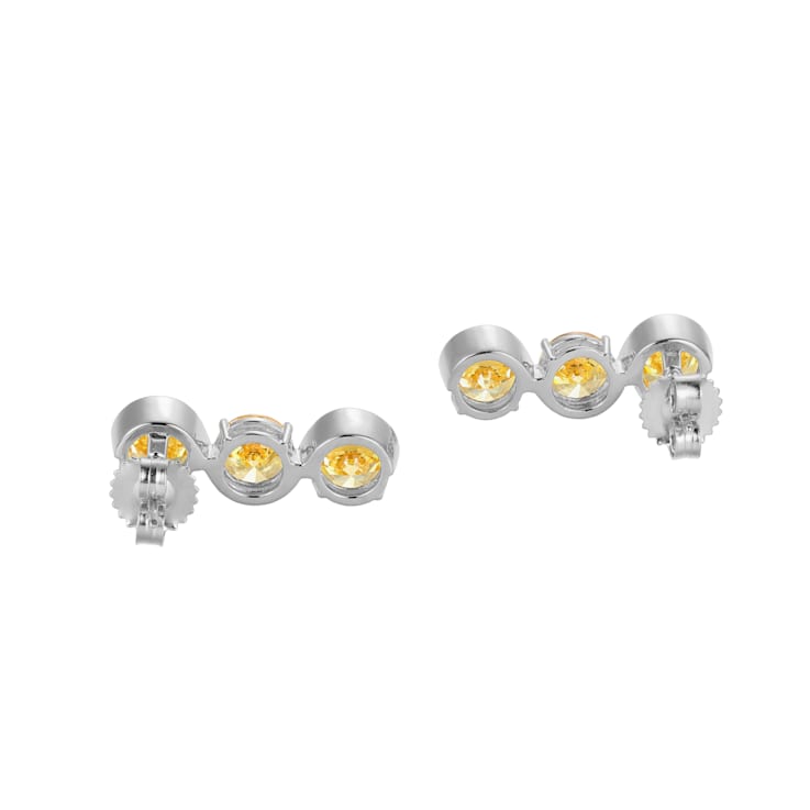 Yellow Cubic Zirconia Platinum Over Silver November Birthstone Earrings 7.99ctw