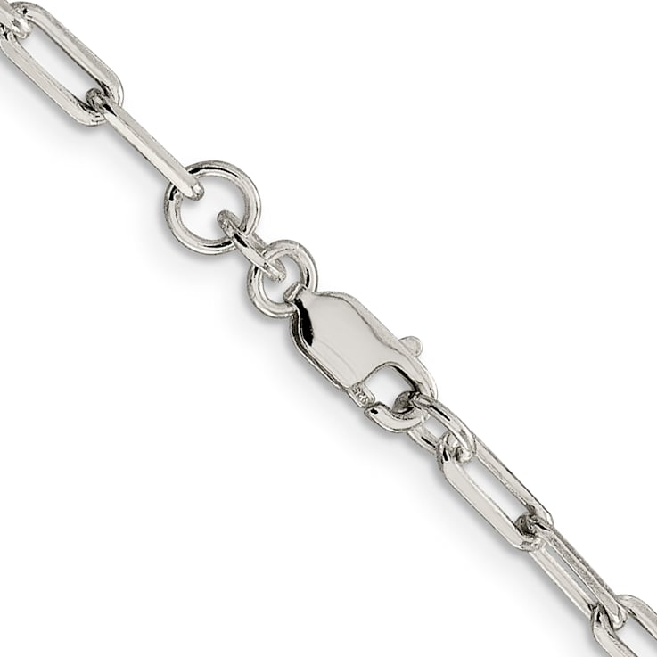 Sterling Silver 3.25mm Elongated Open Link Chain Necklace