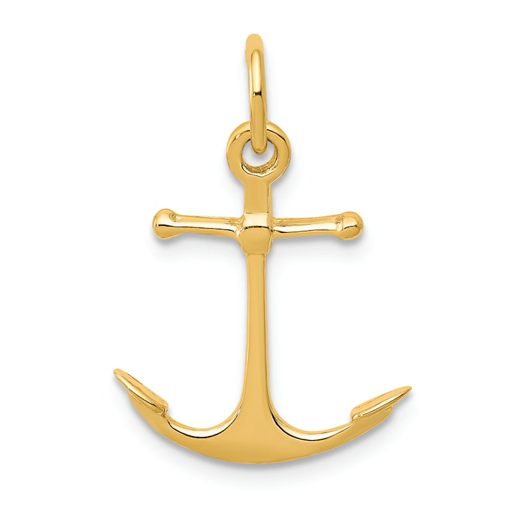 14k Yellow Gold Anchor Charm Pendant