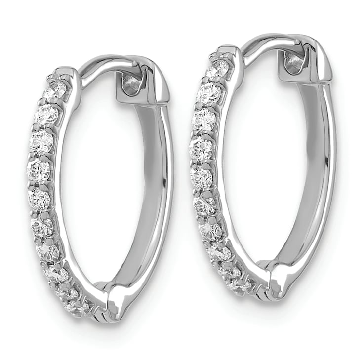 Rhodium Over 14K White Gold Lab Grown Diamond Hoop Earrings