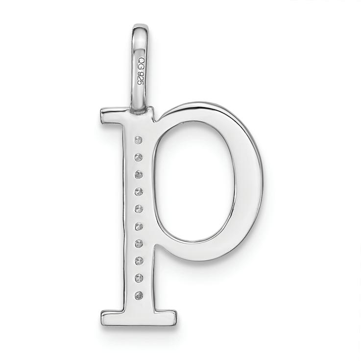 14K White Gold Diamond Lower Case Letter Q Initial Pendant