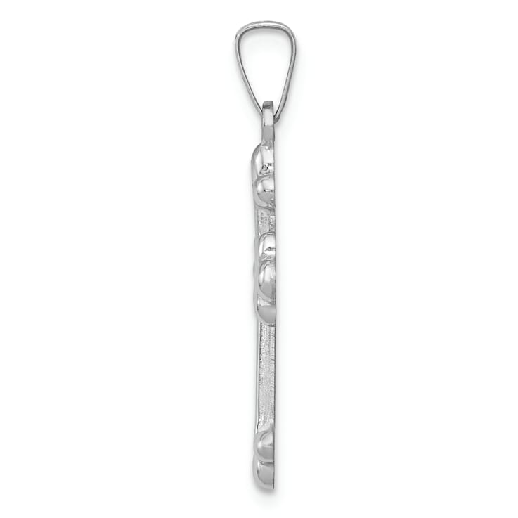 Rhodium Over 14K White Gold Polished Budded Cross Pendant