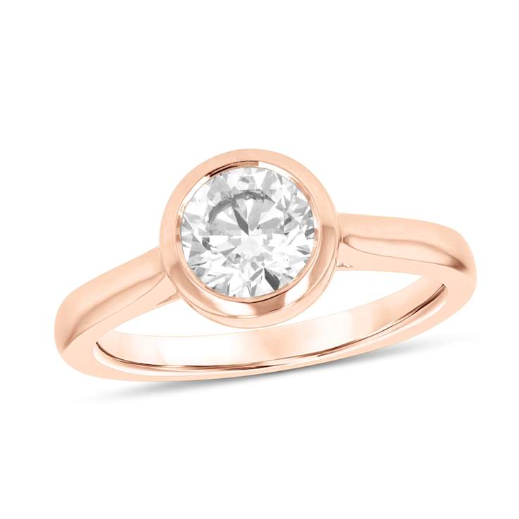 1.00ct Lab Grown Diamond Bezel Set Ring in 14k Rose Gold
