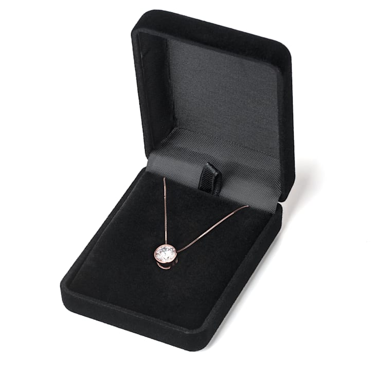 White Cubic Zirconia 14k Rose Gold Pendant With Chain 1.50ctw
