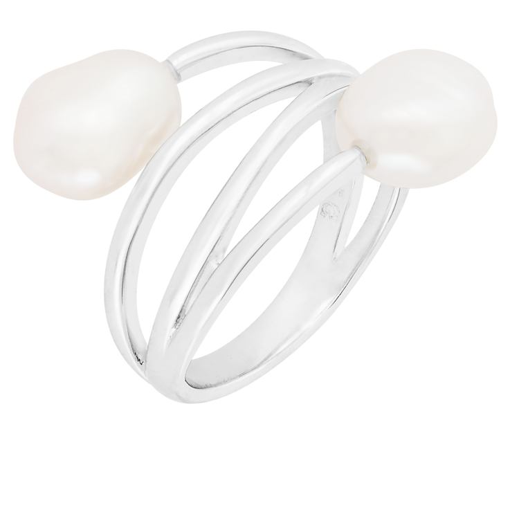 Keshi Freshwater Pearl Bypass Ring In Sterling Silver