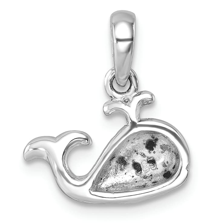 Rhodium Over Sterling Silver Polished Whale Pendant