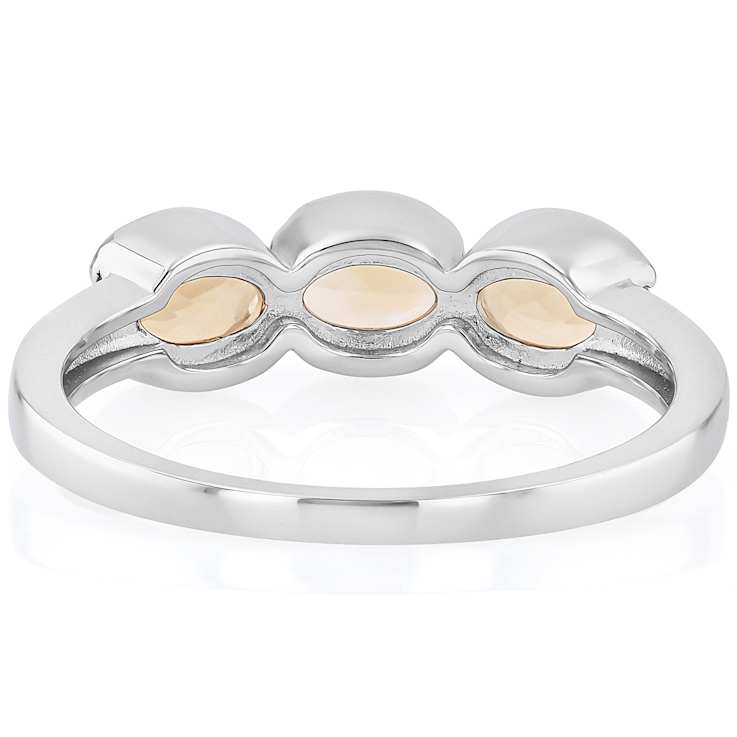 Citrine Three-Stone Ring In Platinum Over Sterling Silver