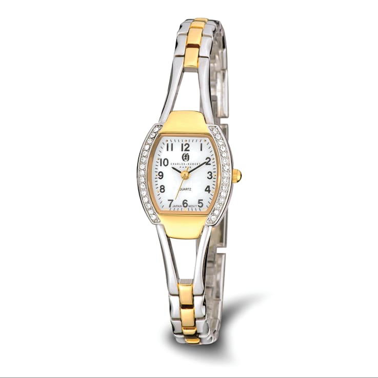 Charles Hubert Two-Tone Gold-finish White Dial Quartz Watch