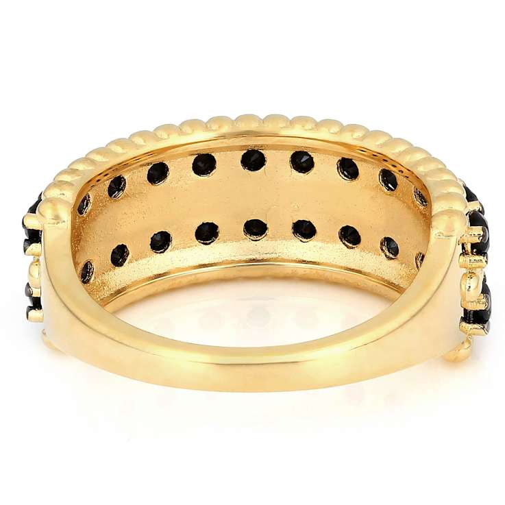Black Spinel Band Ring In 18K Gold Over Sterling Silver 1.68ctw