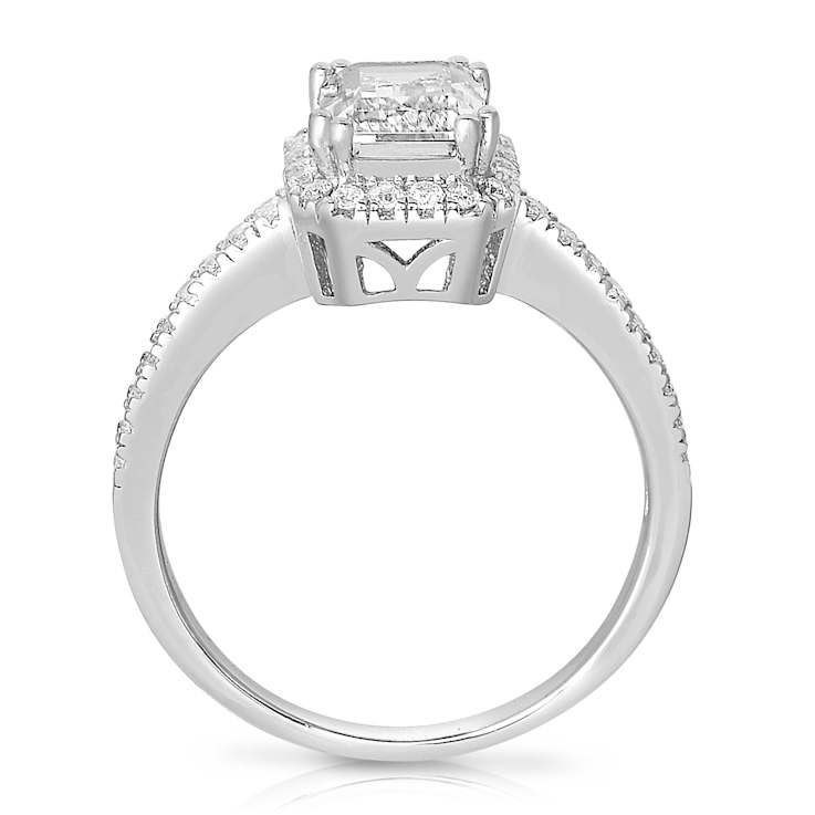 Asscher-Cut CZ Halo Ring In Sterling Silver