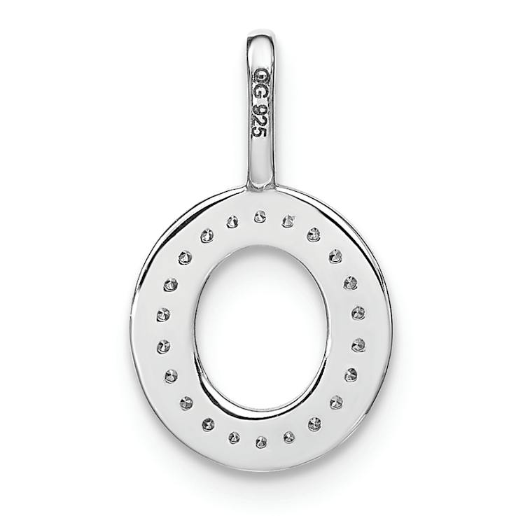 14K White Gold Diamond Lower Case Letter O Initial Pendant