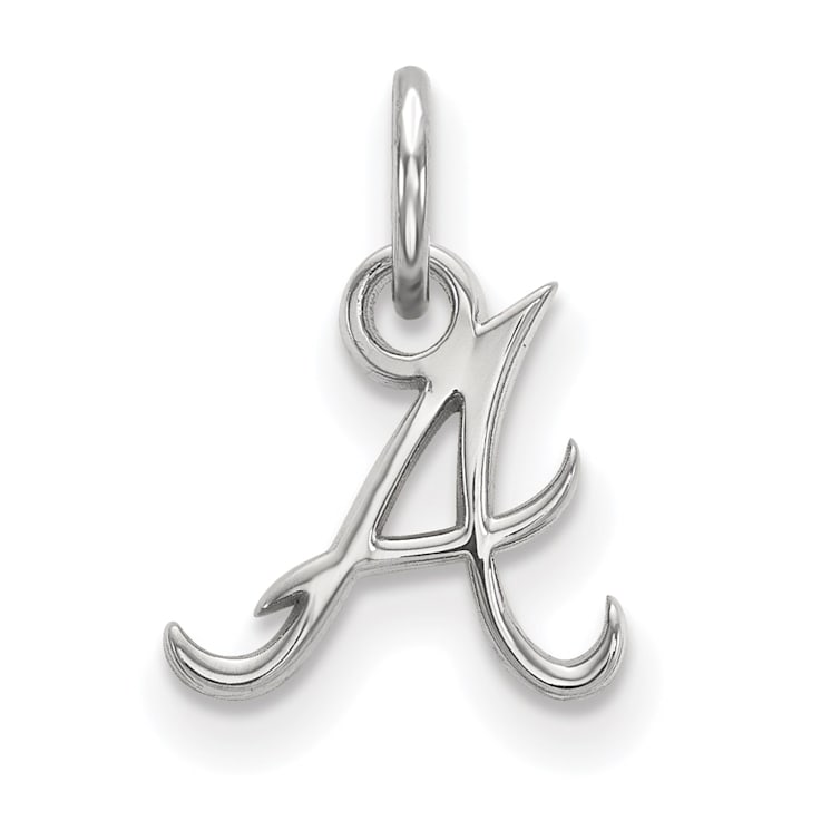 Rhodium Over Sterling Silver MLB Atlanta Braves LogoArt Pendant