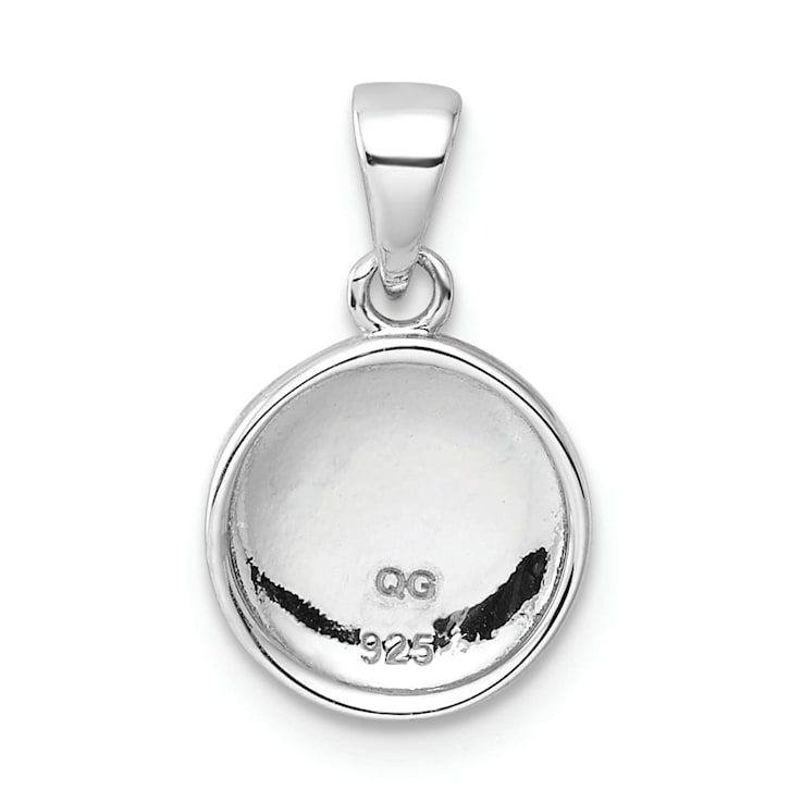 Rhodium Over Sterling Silver Polished Pink Enamel Heart Children's Pendant