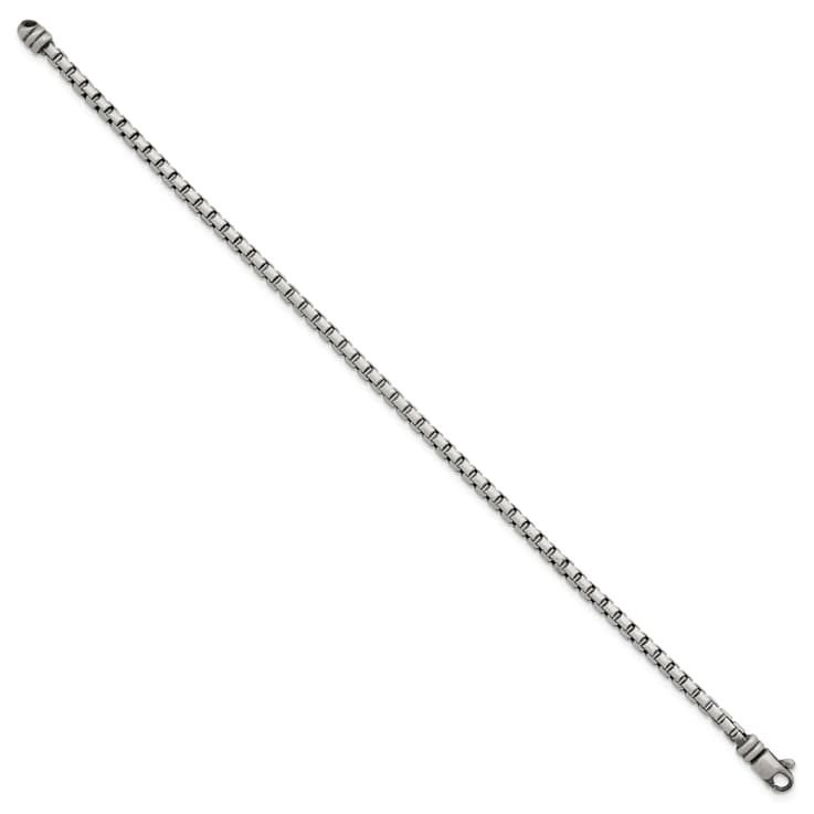 Sterling Silver Antiqued and Satin 3.2mm Box 8 Inch Chain