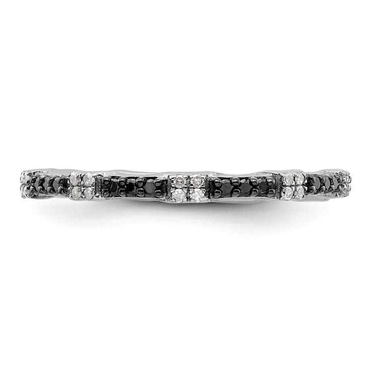 Sterling Silver Stackable Expressions Black and White Diamond Ring 0.216ctw