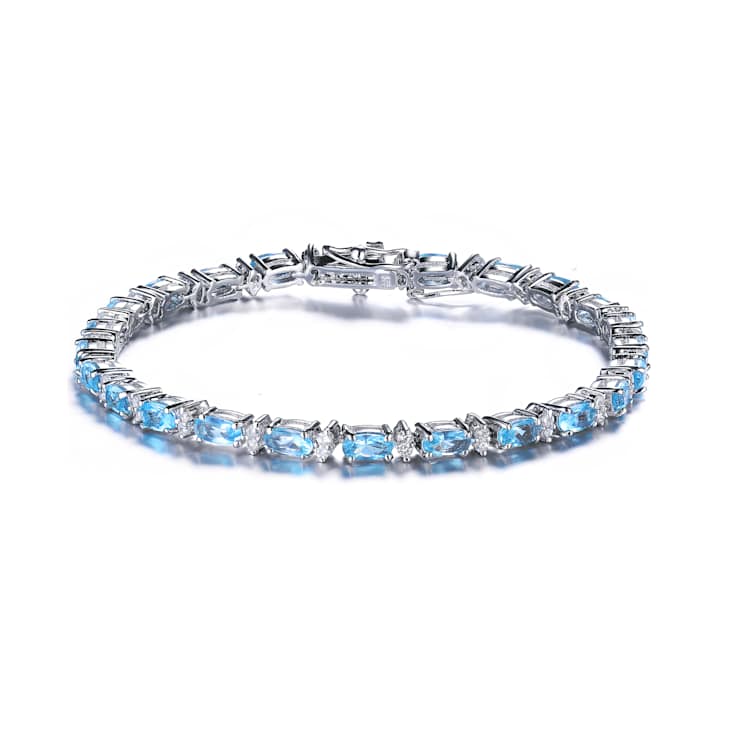 Topaz Color CZ Tennis Bracelet In Sterling Silver