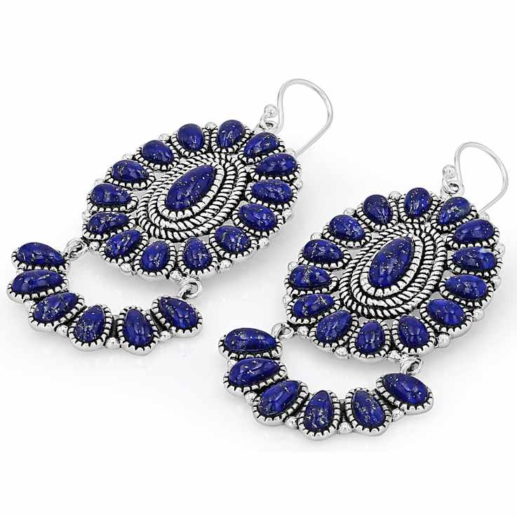 Lapis Lazuli Sterling Silver Statement Dangle Earrings 9x4mm 6x3mm 5x3mm