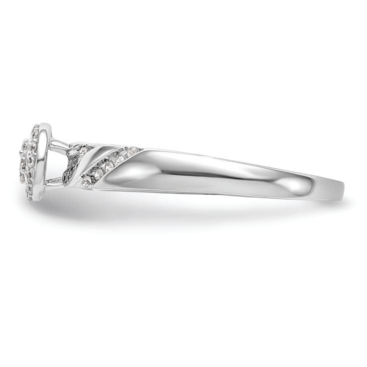 Rhodium Over 14K White Gold Diamond Trio Cluster Engagement Ring 0.15ctw