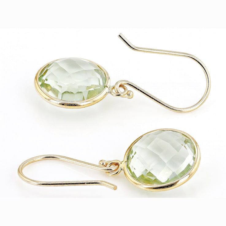 Green Prasiolite 14k Yellow Gold Dangle Earrings 8.00ctw