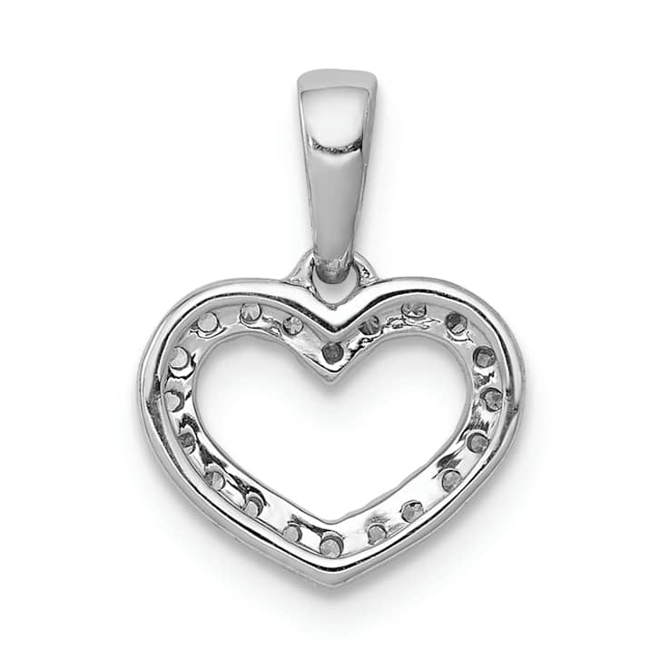 Rhodium Over 10k White Gold Diamond Heart Pendant