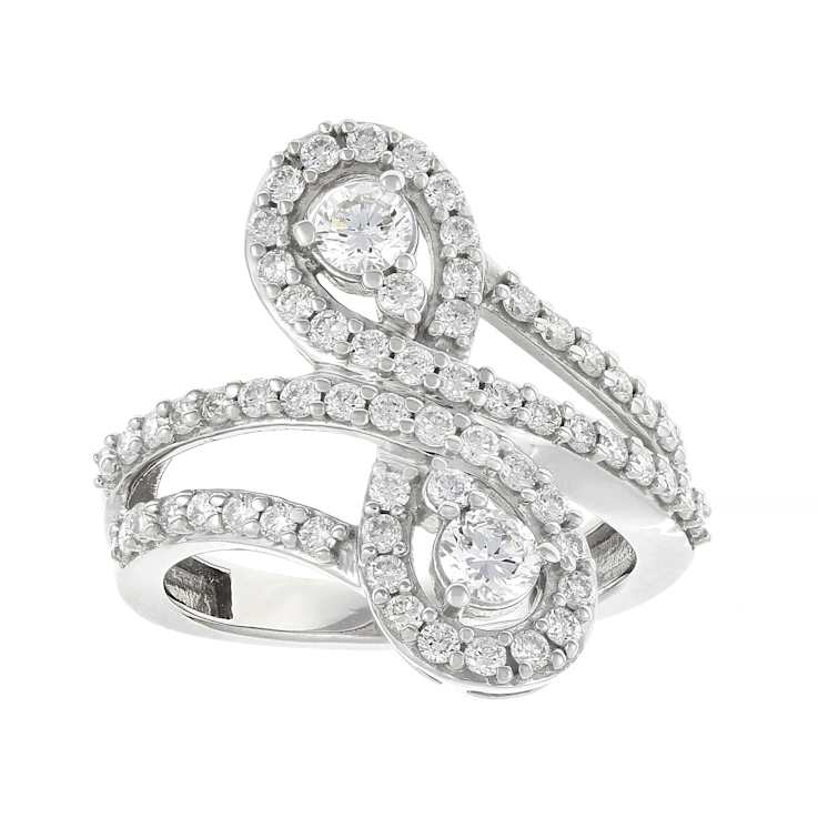 Contemporary Lab-Grown Diamond Bypass Ring 1.20ctw In Sterling Silver