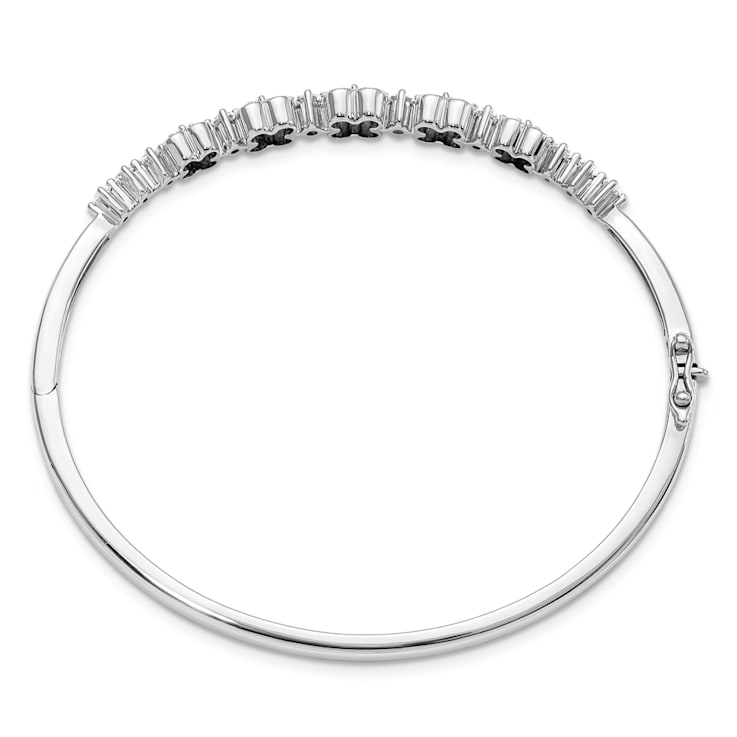Rhodium Over 14K White Gold Lab Grown Diamond VS/SI GH, Lab Created
Emerald Bangle Bracelet 1.498ctw