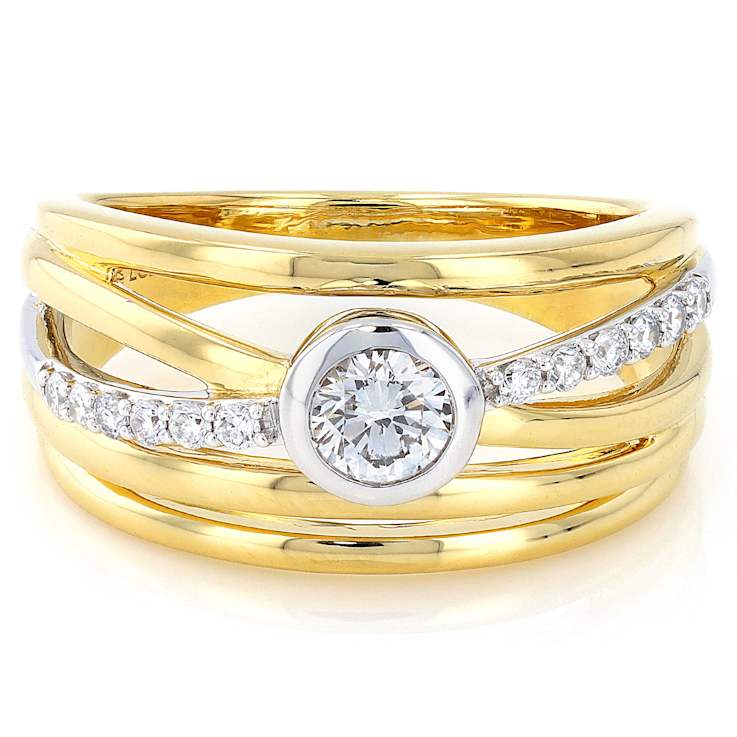 Sparkling Lab-Grown Diamond Halo Ring In Two-Tone Gold