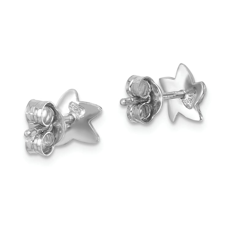 Rhodium Over Sterling Silver Polished Enameled Starfish Post Earrings