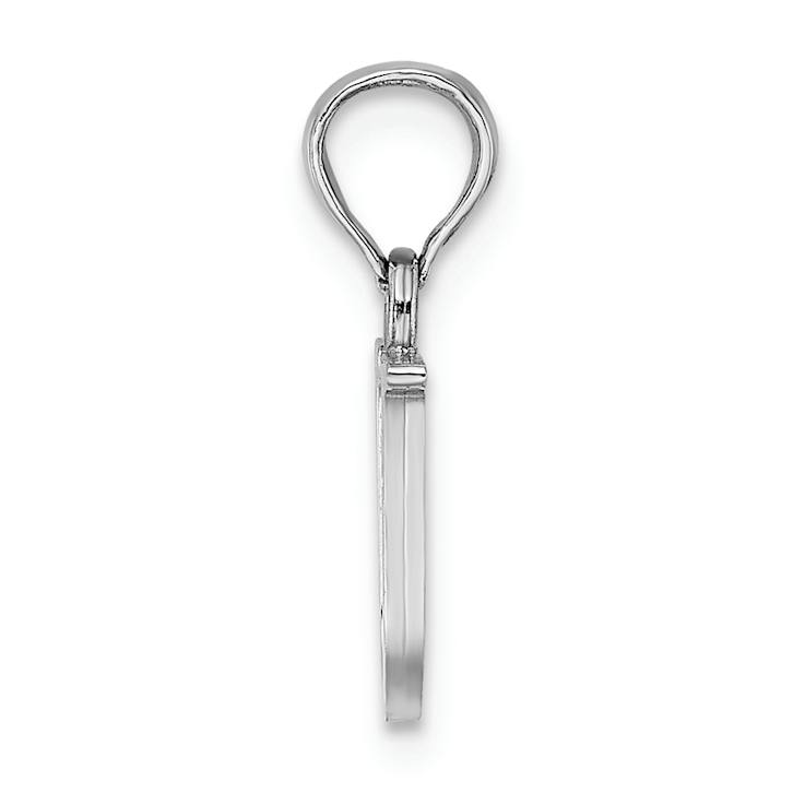 Rhodium Over 14k White Gold Polished Block Letter U Initial Pendant