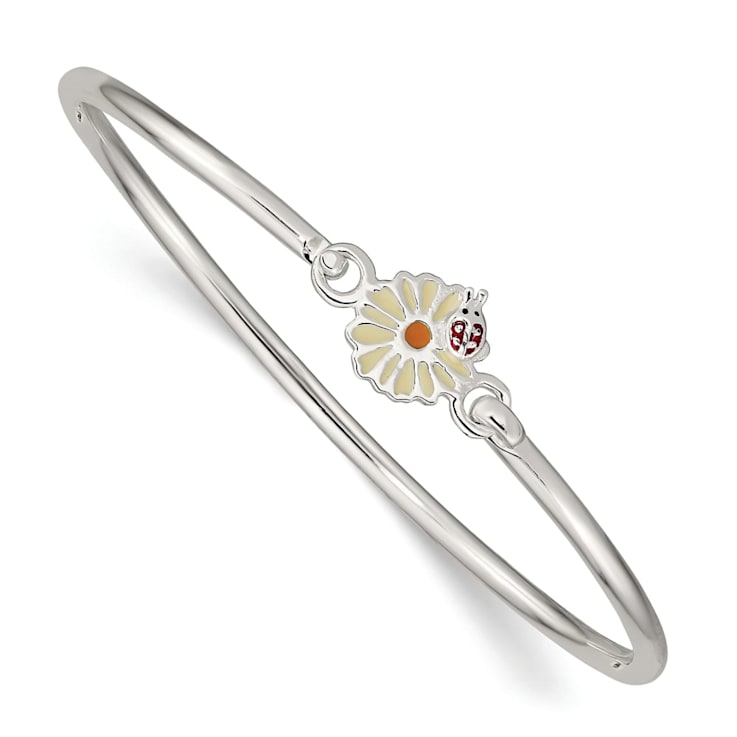 Sterling Silver Enamel Ladybug Children's Adjustable Bangle Bracelet Sterling Silver Enamel Ladybug Children's Adjustable Bangle Bracelet