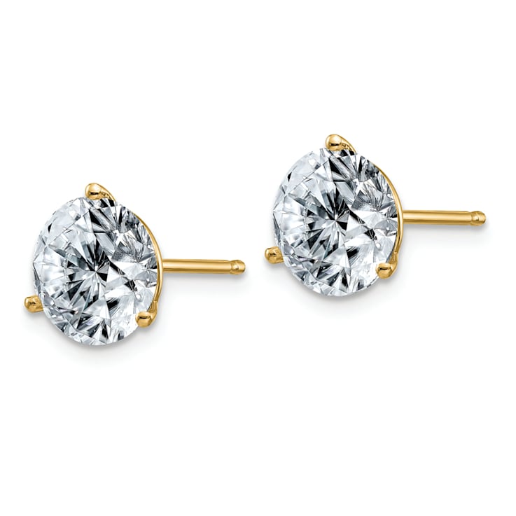 14K Yellow Gold 4ct. 8.00mm Round G H I True Light Moissanite Earrings
