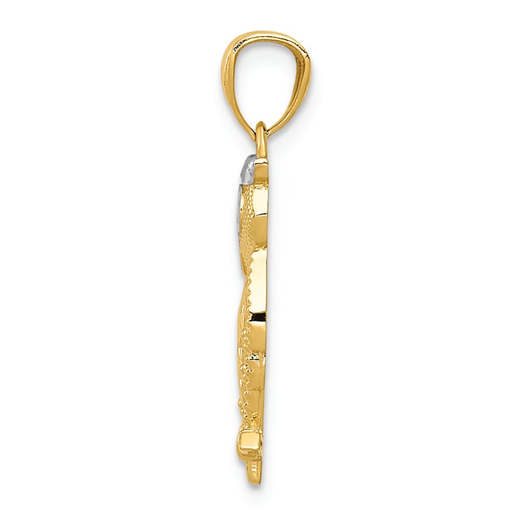 14K Two-tone Gold with Rhodium Owl Pendant