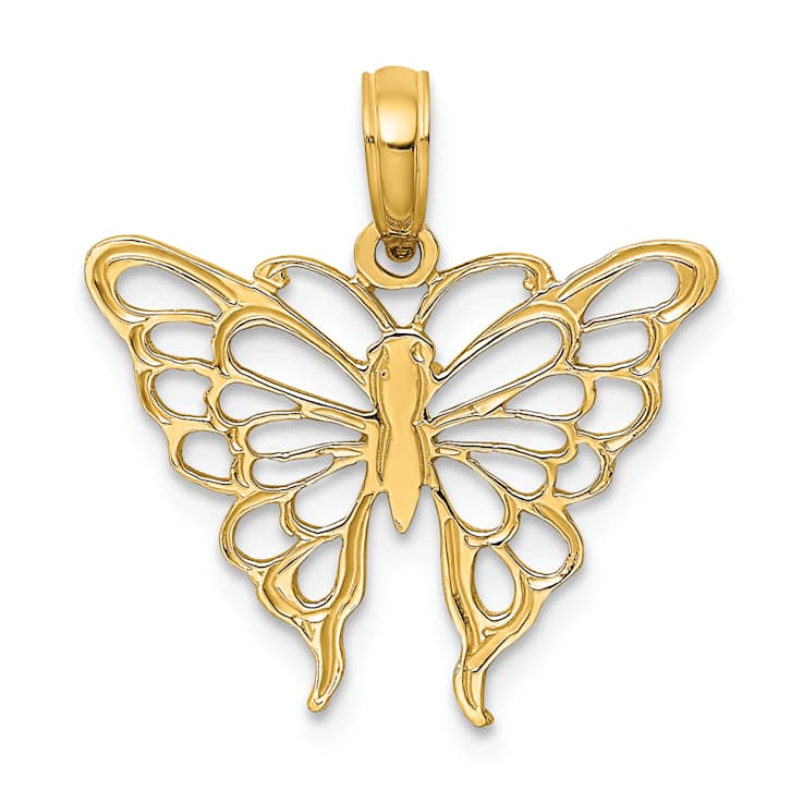 10K Yellow Gold Textured Butterfly Charm