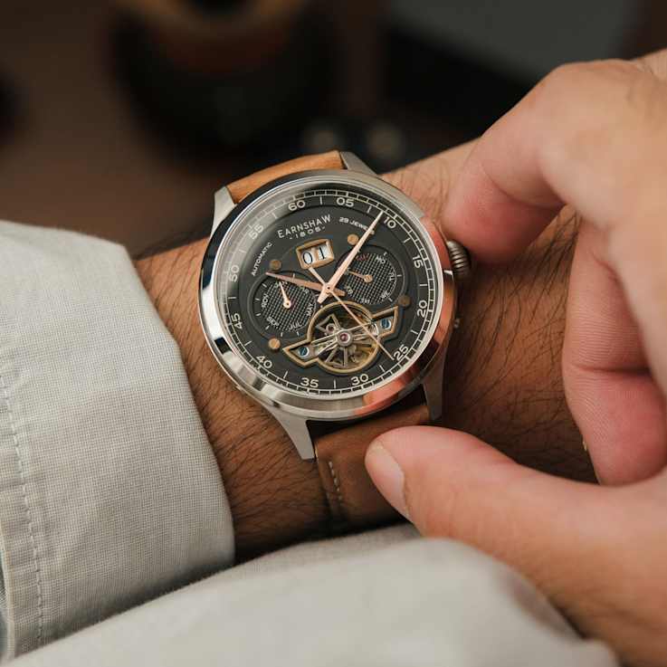 Thomas Earnshaw Baron Grand Date Calendar Open Heart Automatic