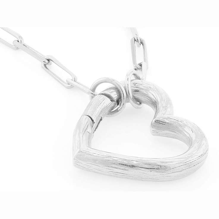 Heart Paperclip Pendant Necklace In Platinum Over Sterling Silver 2.3mm
18 Inch