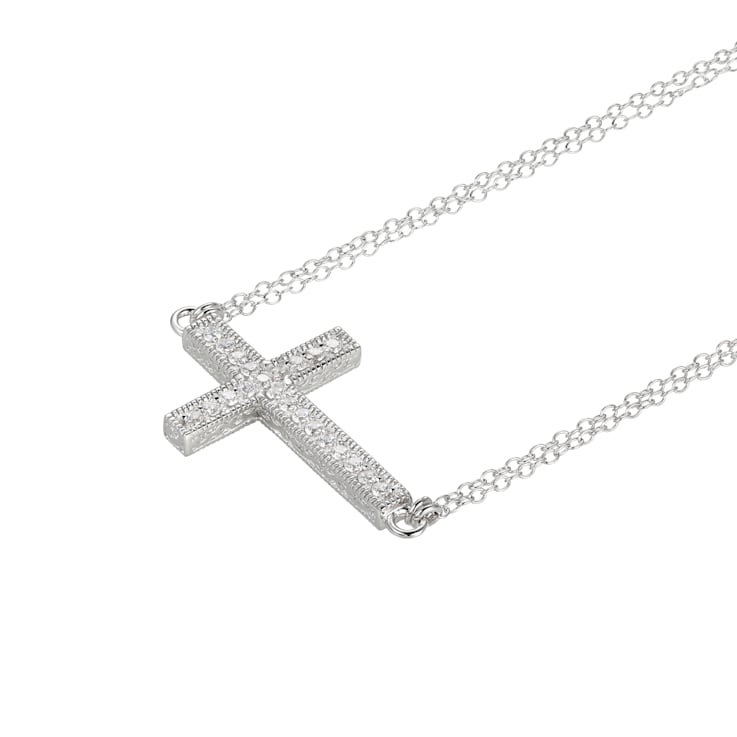 White Cubic Zirconia Platineve® Cross Necklace 1.11ctw