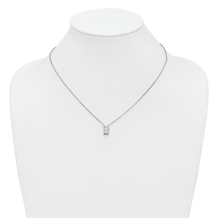 White Lab-Grown Diamond F VS 14K White Gold "B" Initial
Necklace 2.00ct