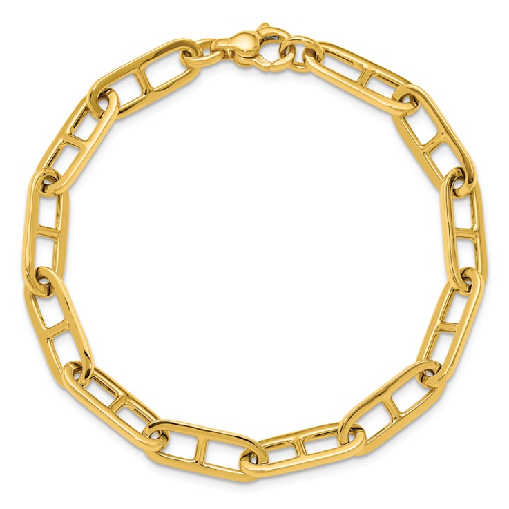 14K Yellow Gold 6.6mm Anchor Link 8 inch Bracelet