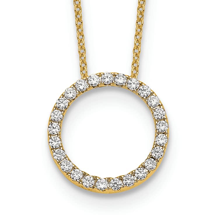 10k Yellow Gold 0.5 ctw Diamond Circle Pendant with 18 inch Cable Chain