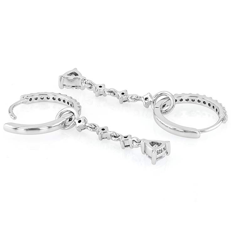 Huggie Hoop With Trillion Cut Moissanite Drop Earrings In
Platinum-Enhanced Sterling Silver