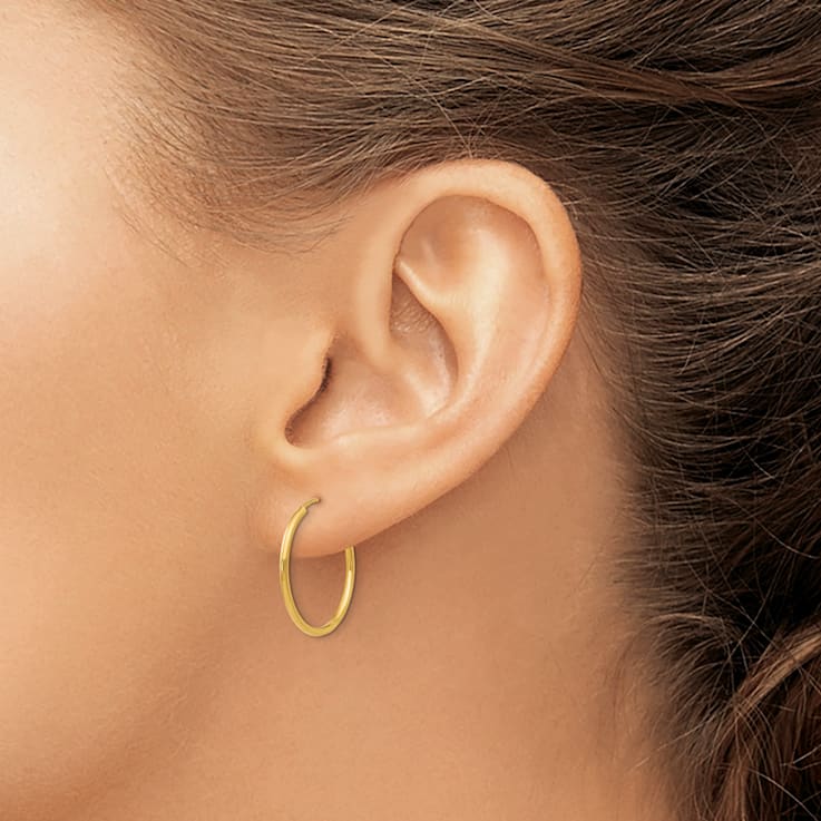 14K Yellow Gold Endless Hoop Earrings