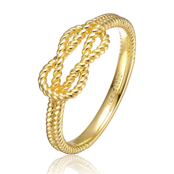 CZ Miami Cuban Link Band Ring In 14K Gold Over Brass