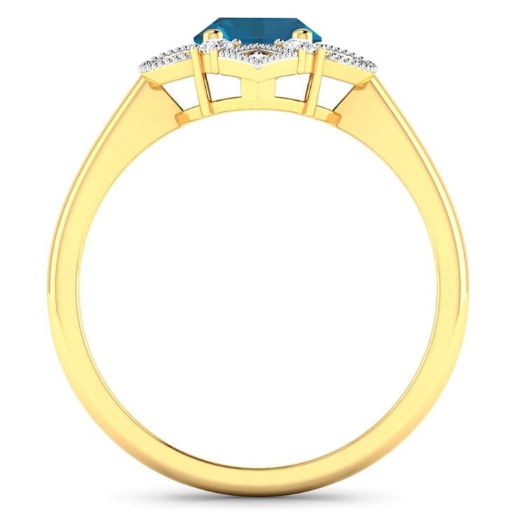 1.3ctw London Blue Topaz and Diamond 14K Yellow Gold Halo Ring
