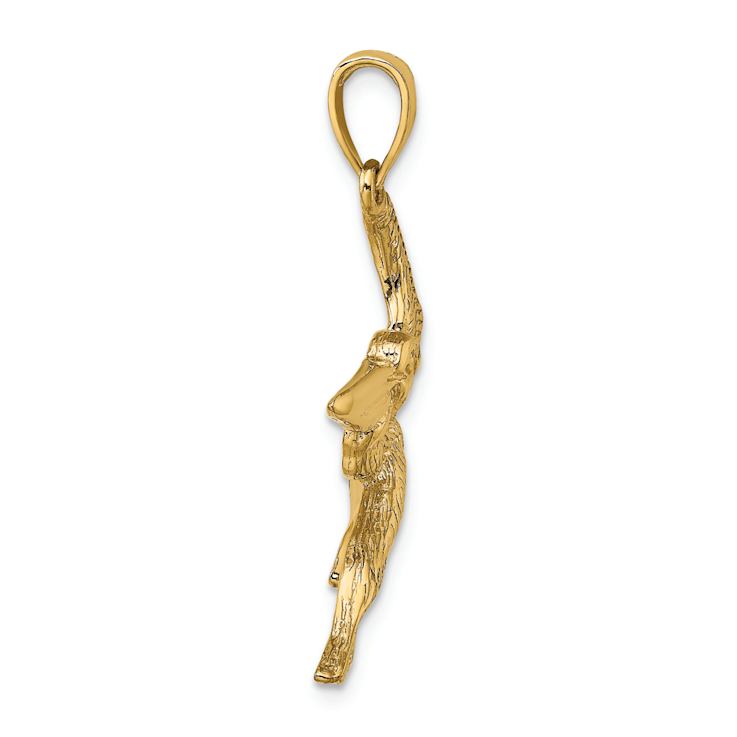 14k Yellow Gold Textured Flying Pelican Charm